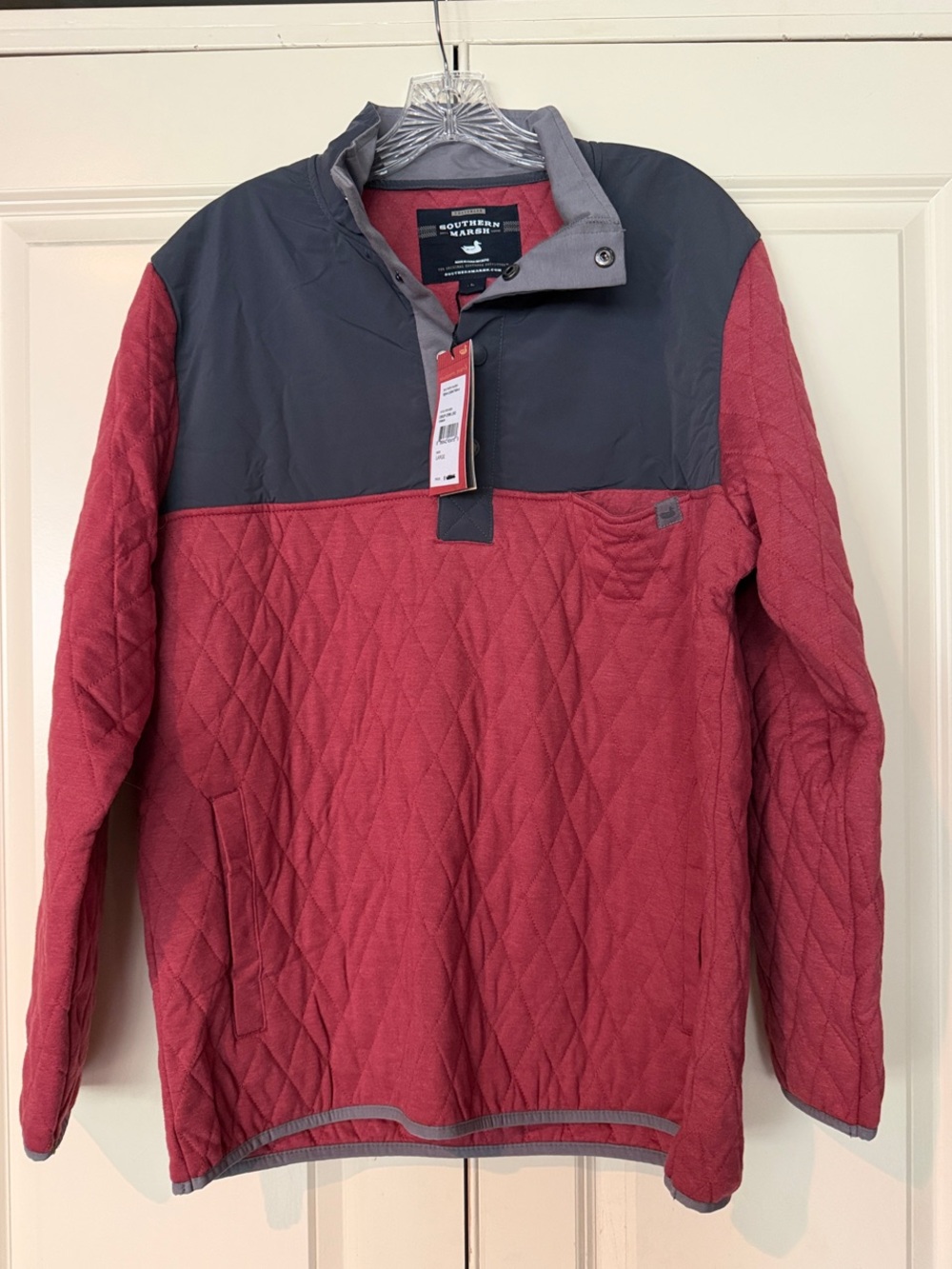NWT Southern Marsh Quilted Pullover in Red with Charcoal Yoke